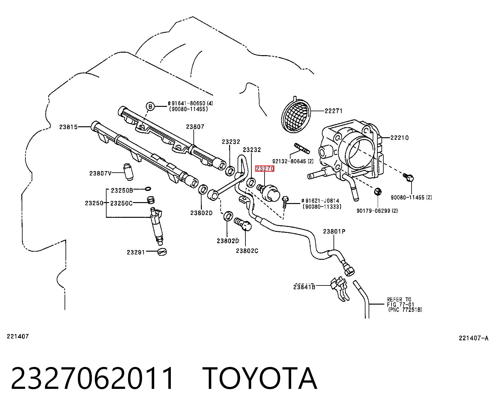  Regulador de pressão de combustível na régua de injectores Toyota Camry II sedan (V2) (1986 - 1991) II