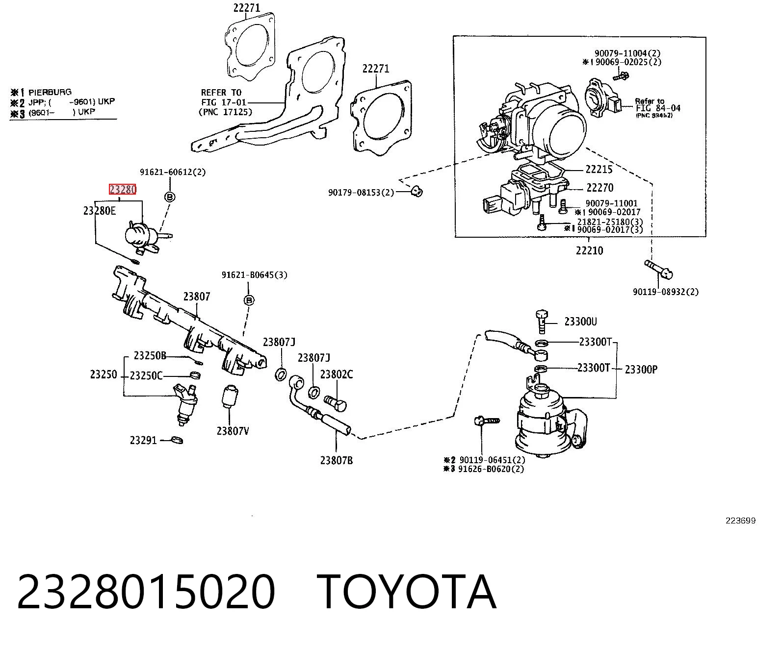 2328015020 Toyota Regulador de pressão de combustível na régua de injectores