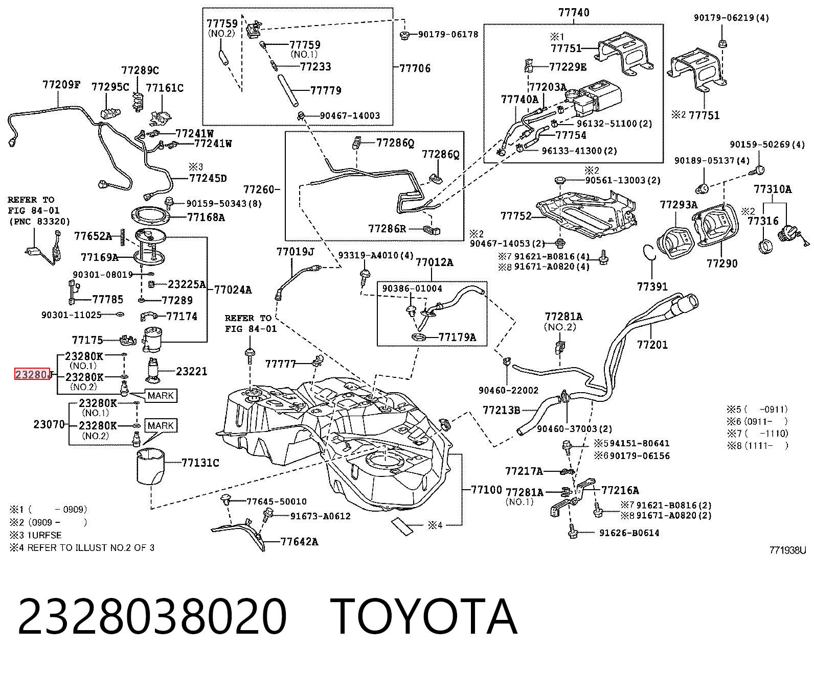 2328038020 Toyota Regulador de pressão de combustível na régua de injectores