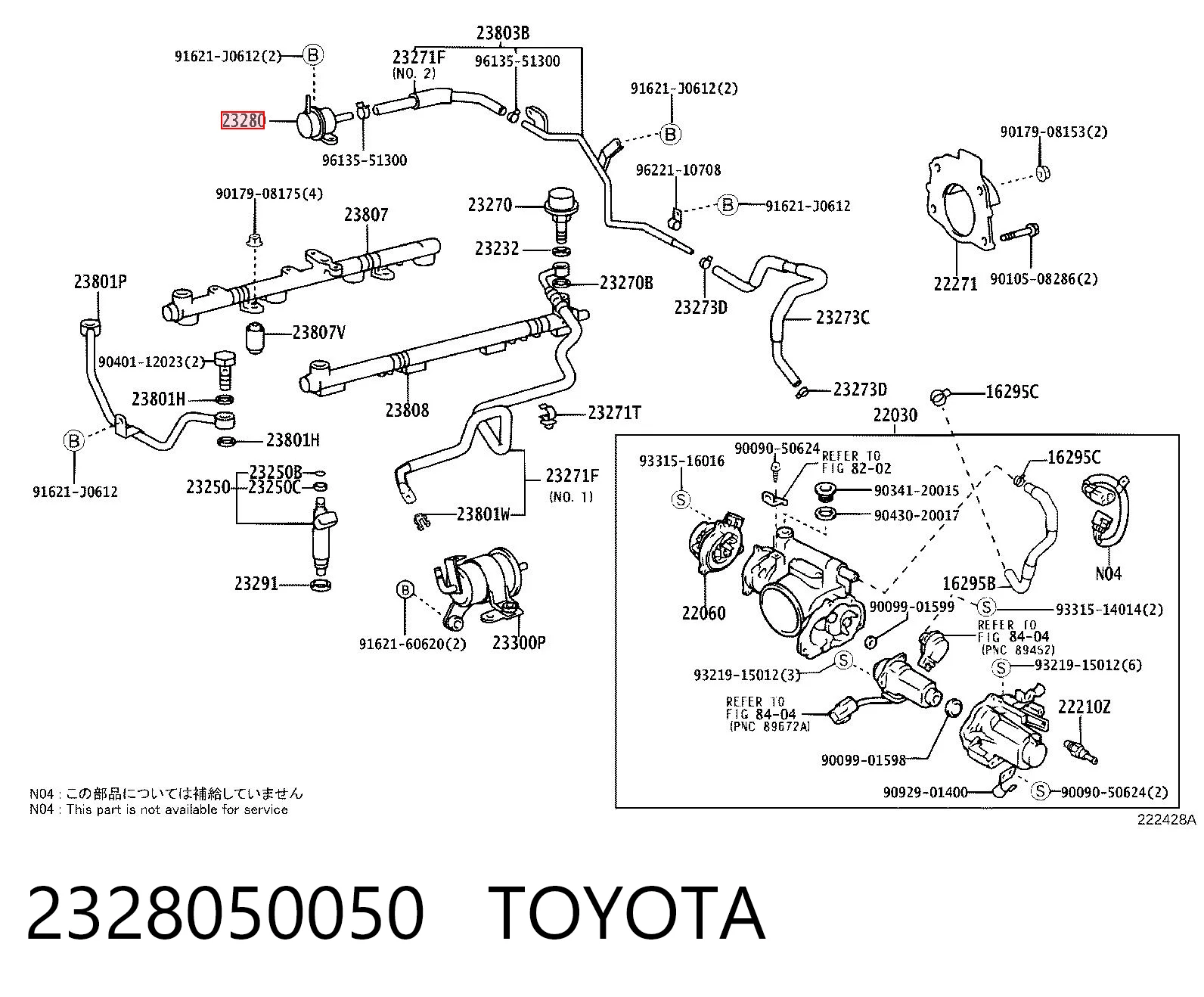 2328050050 Toyota Regulador de pressão de combustível na régua de injectores