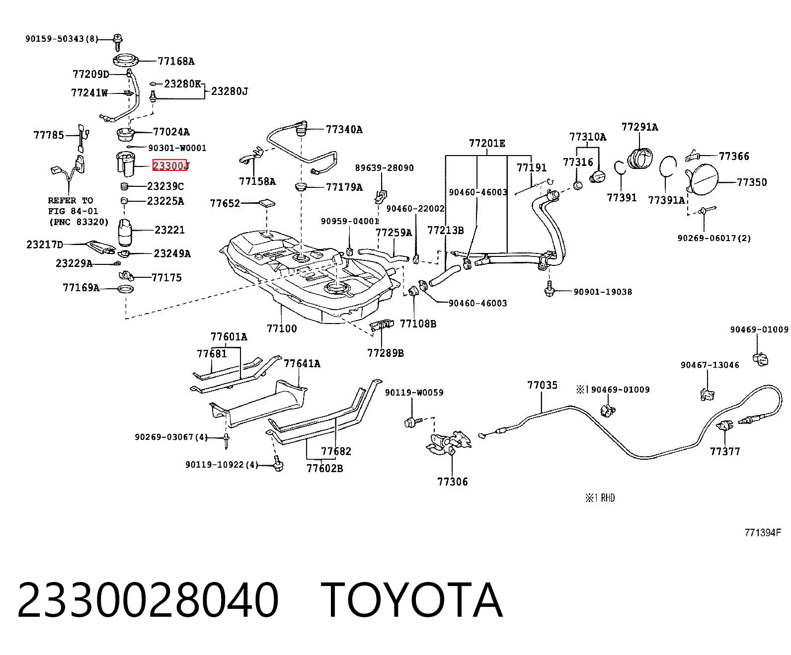 2330028040 Toyota Filtro de combustível