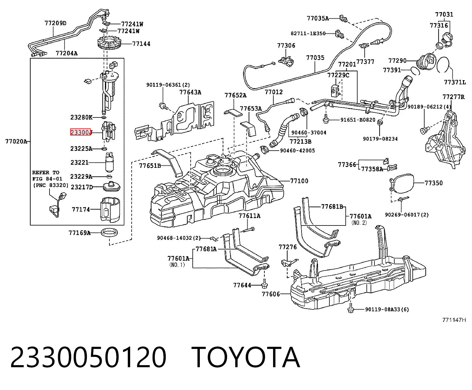 2330050120 Toyota Filtro de combustível