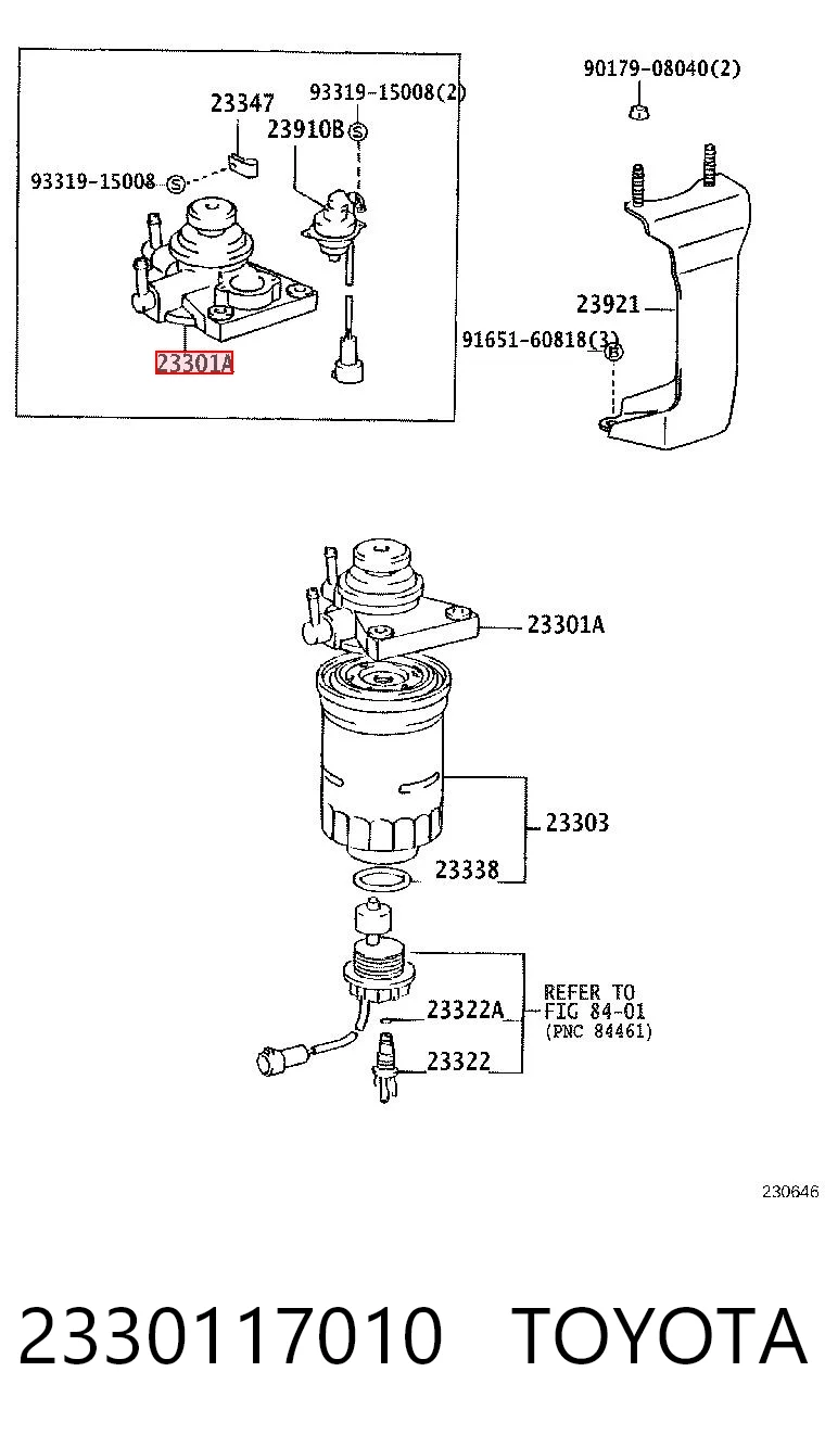 2330117010 Toyota Bomba de combustível de bombeio manual