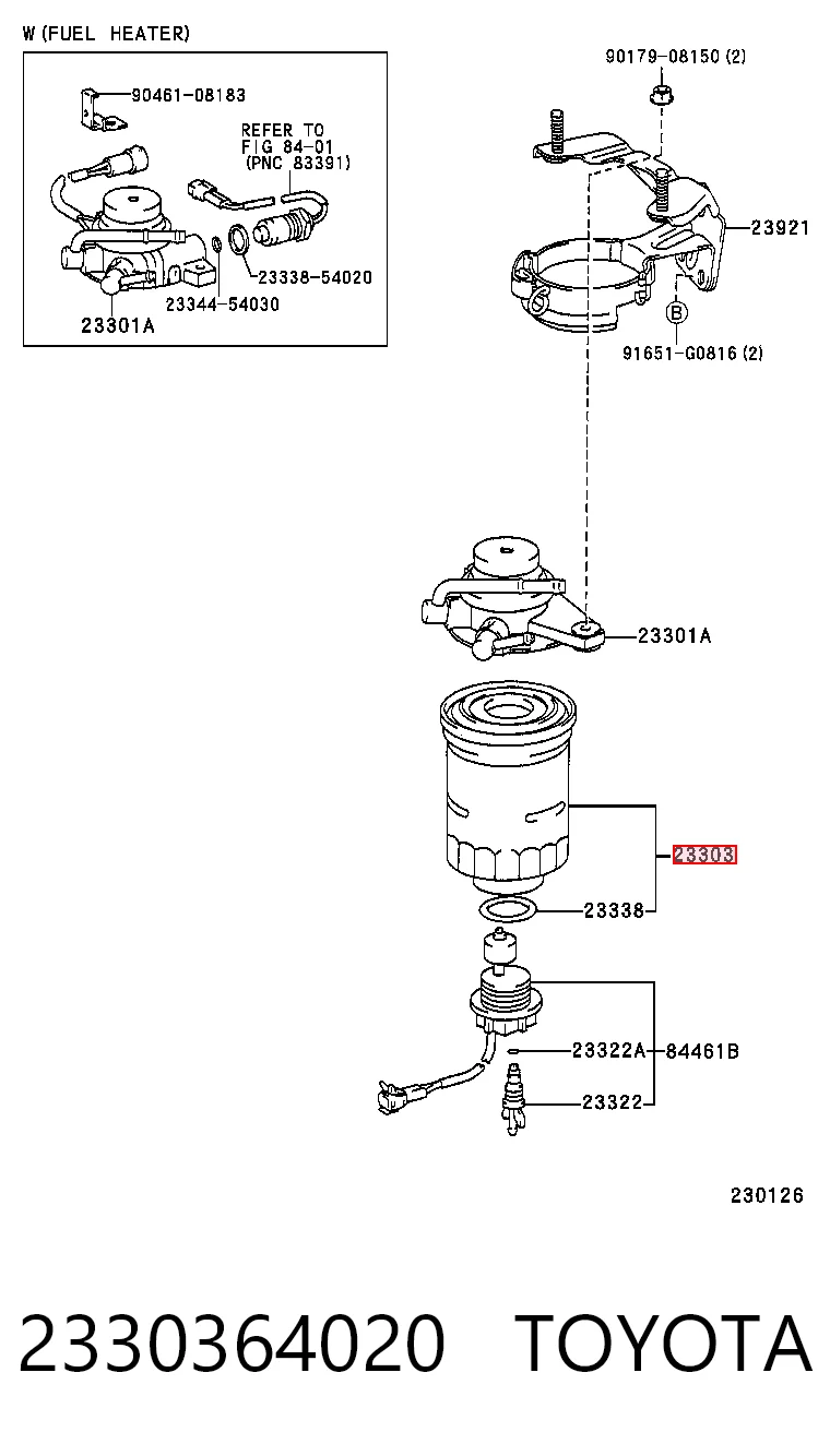 2330364020 Toyota Filtro de combustível