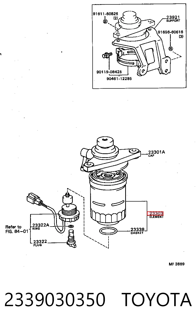 2339030350 Toyota Filtro de combustível