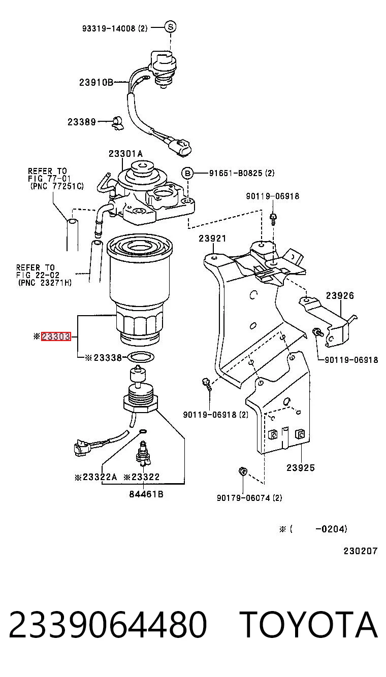 2339064480 Toyota Filtro de combustível