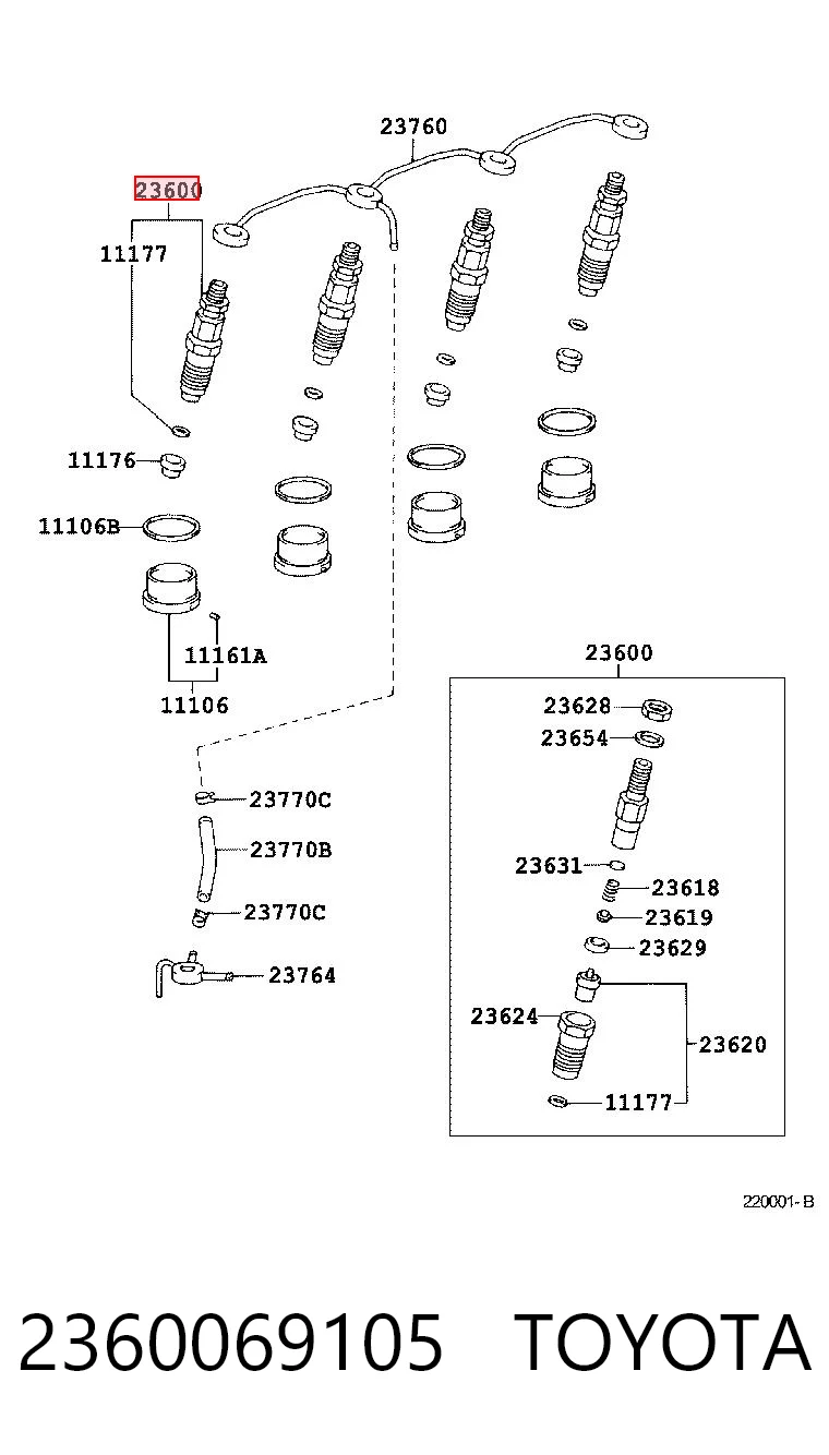 2360069105 Toyota Injetor de injeção de combustível
