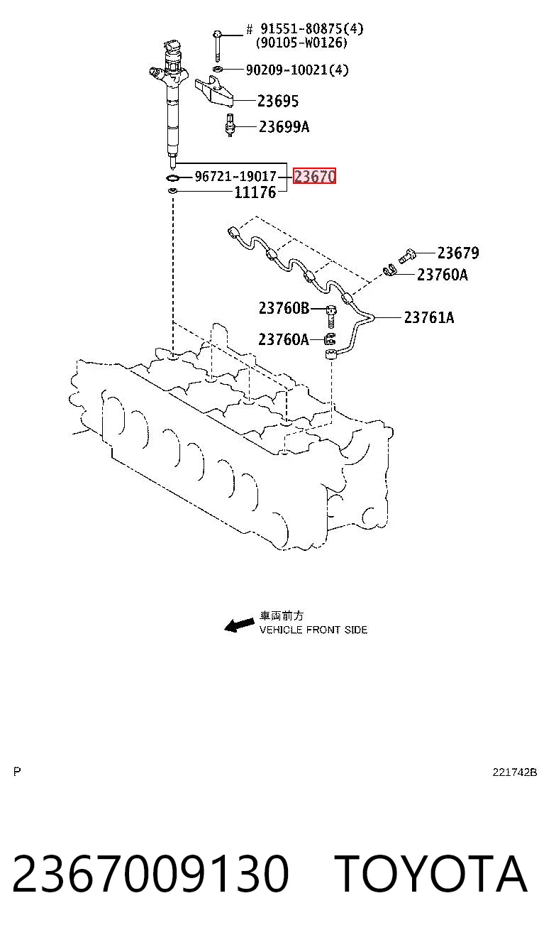2367009130 Toyota Injetor de injeção de combustível