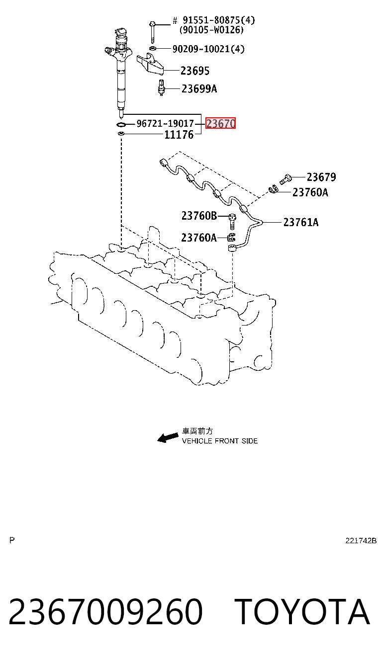 2367009260 Toyota Injetor de injeção de combustível