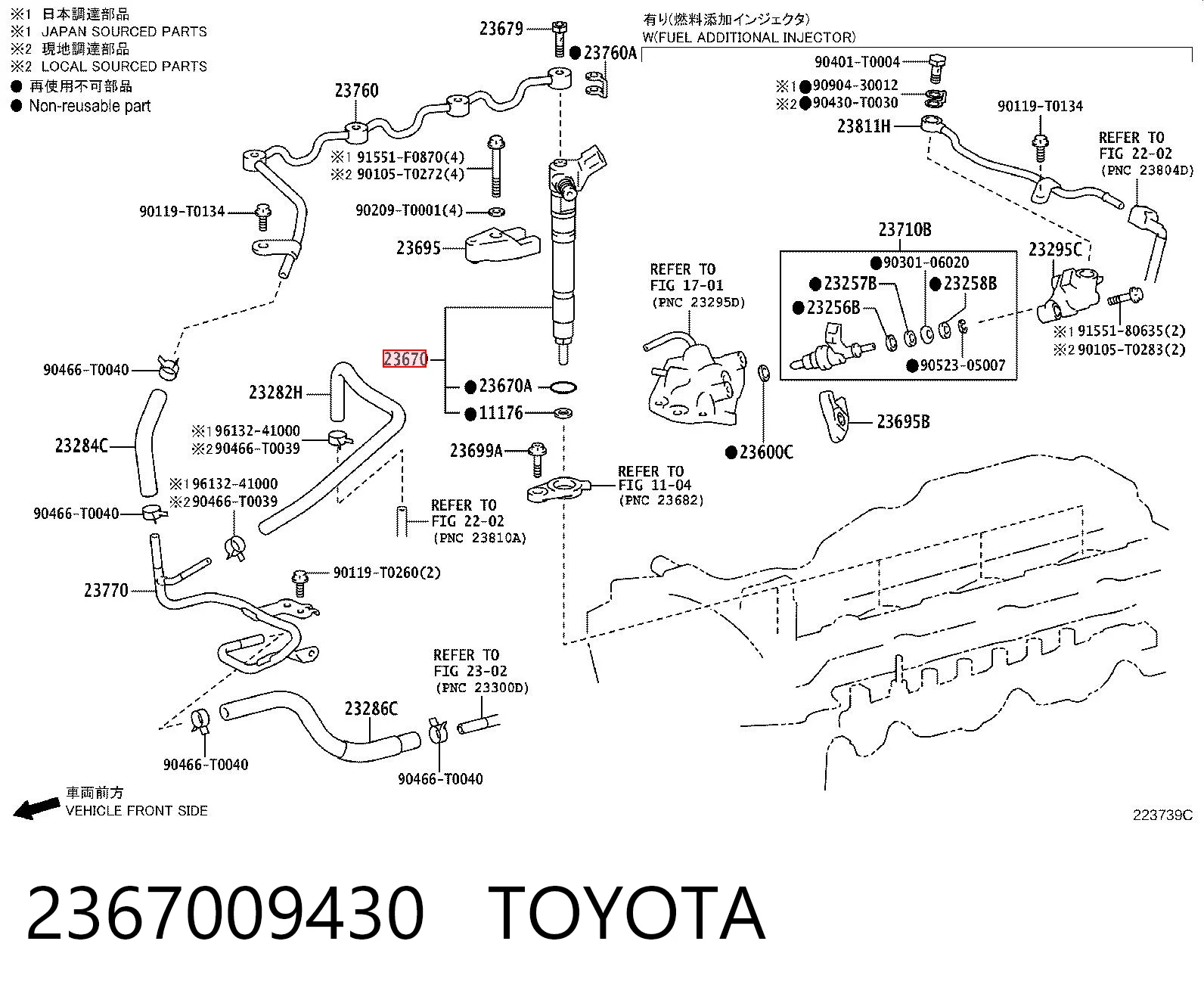 2367009430 Toyota Injetor de injeção de combustível