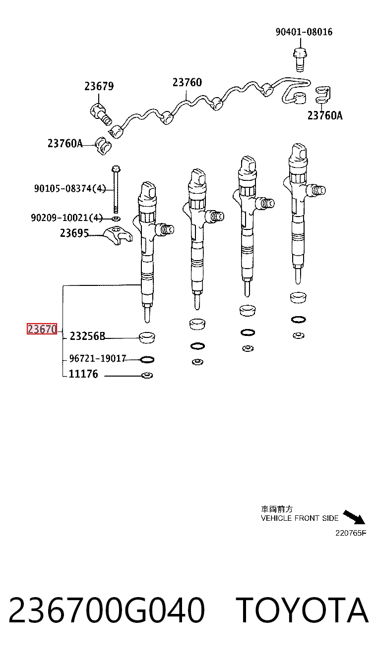 236700G040 Toyota Injetor de injeção de combustível