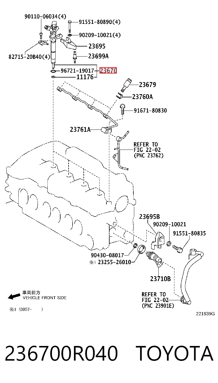 236700R040 Toyota Injetor de injeção de combustível