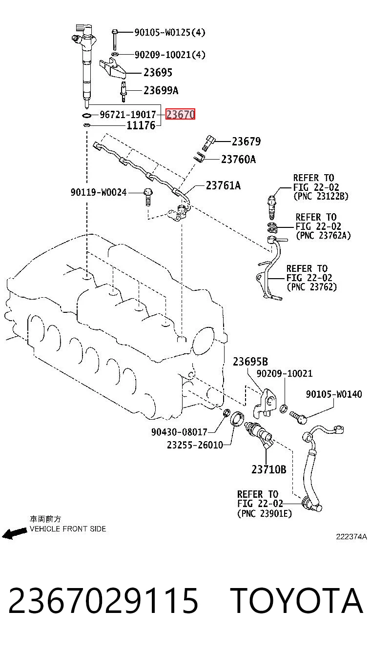 2367029115 Toyota Injetor de injeção de combustível