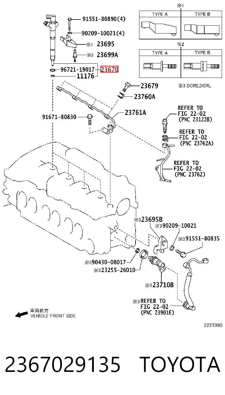 2367029135 Toyota Injetor de injeção de combustível