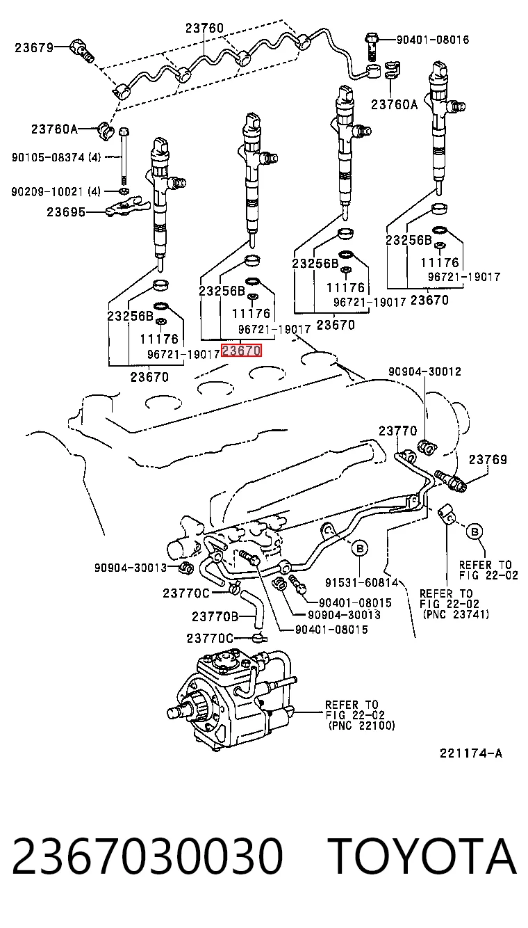 2367030030 Toyota Injetor de injeção de combustível