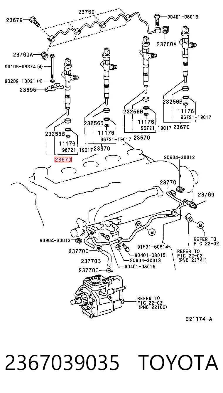 2367039035 Toyota Injetor de injeção de combustível