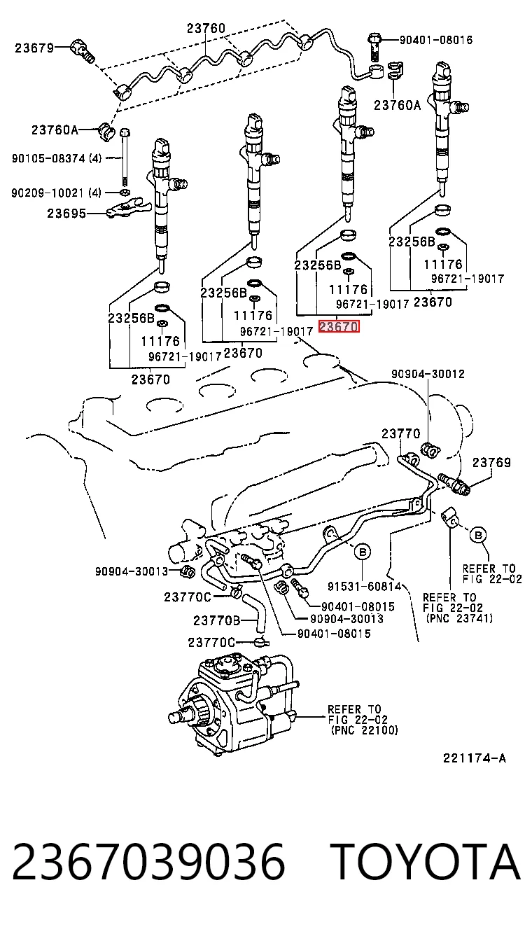 2367039036 Toyota Injetor de injeção de combustível