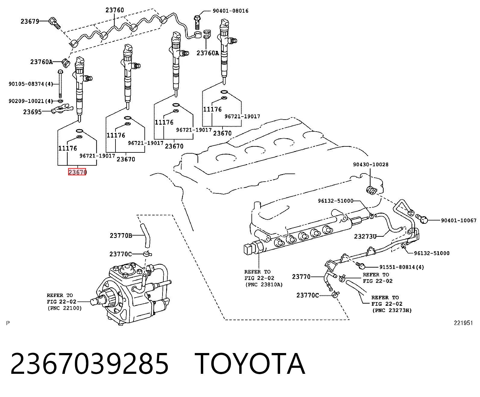 2367039285 Toyota Injetor de injeção de combustível