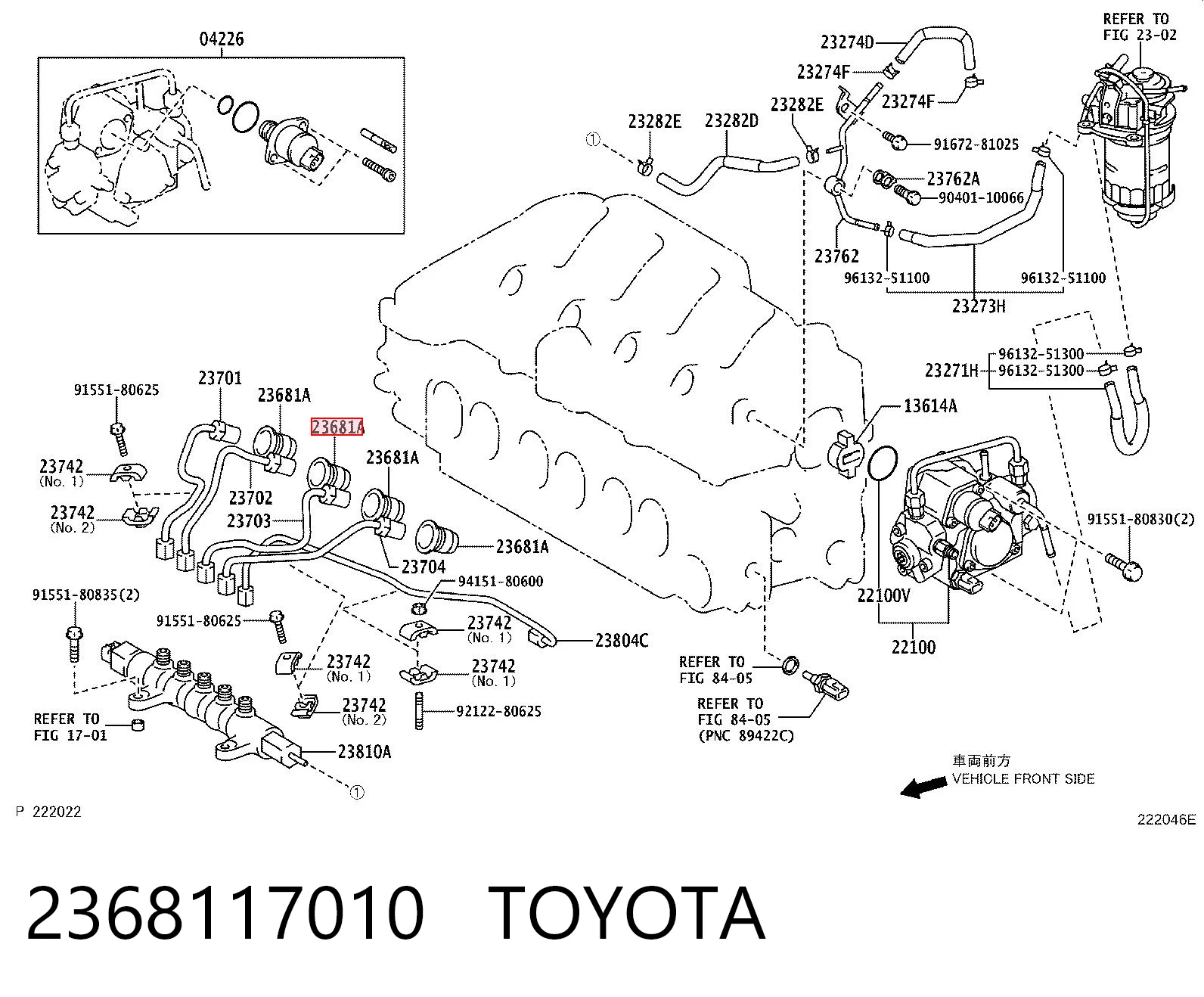 2368117010 Toyota Anel (arruela) do injetor de ajuste