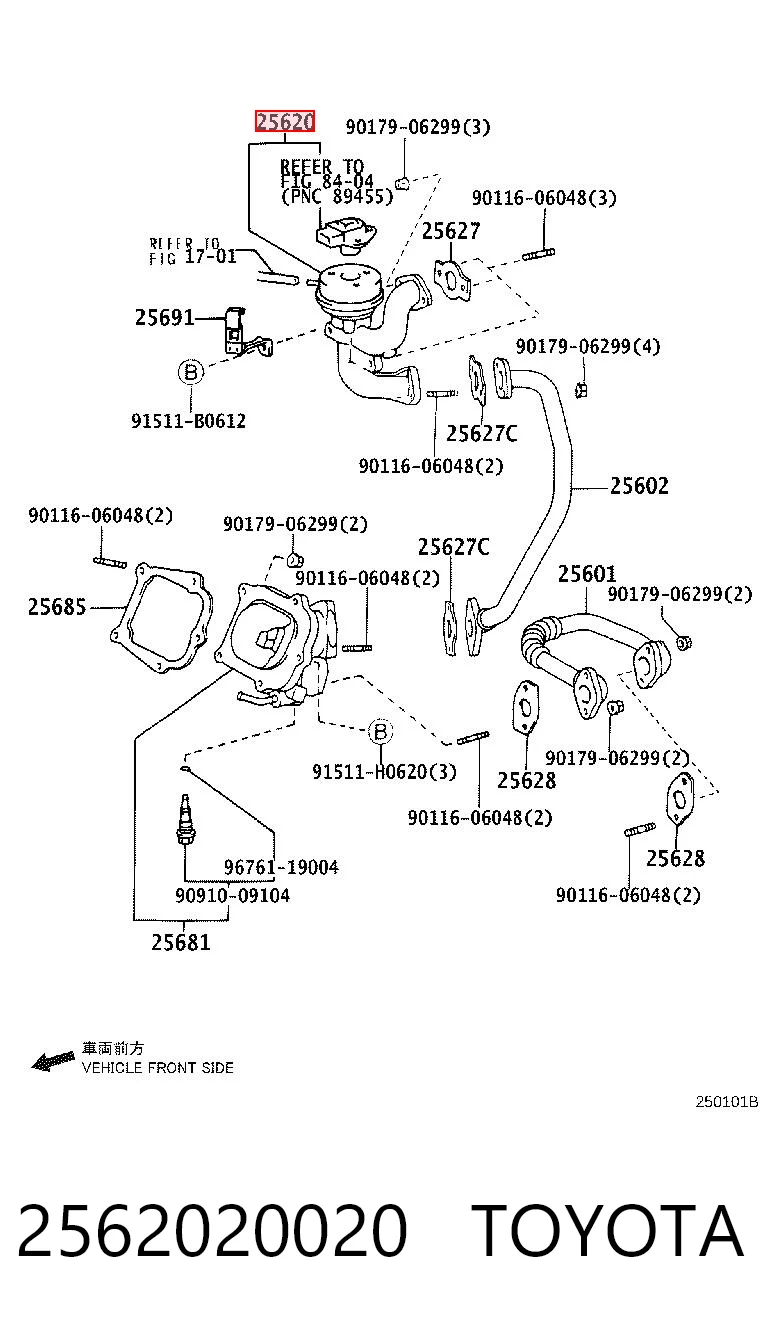 2562020020 Toyota Válvula EGR de recirculação dos gases