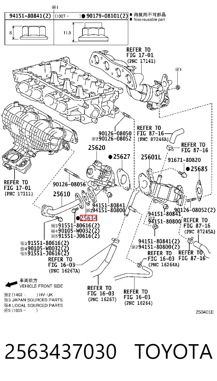 2563437030 Toyota Vedante de válvula EGR de recirculação