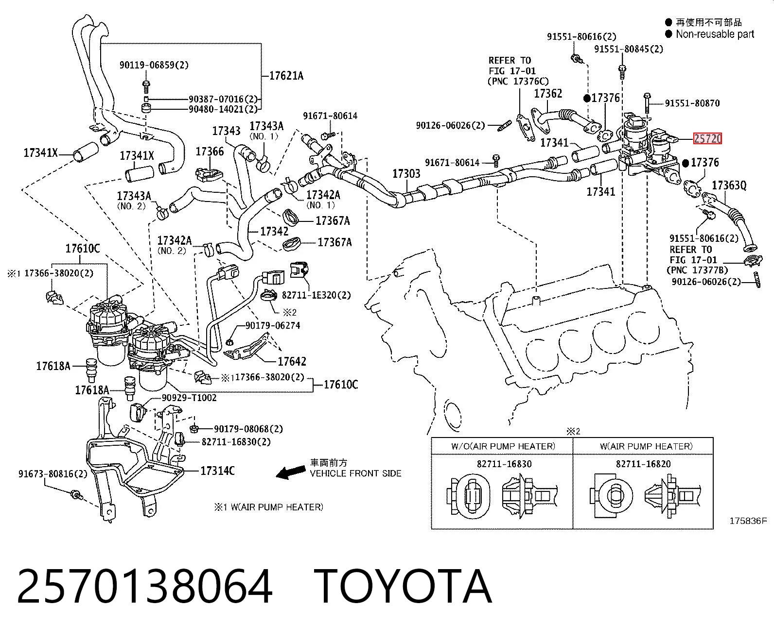 2570138064 Toyota Válvula de soprado de catalisador