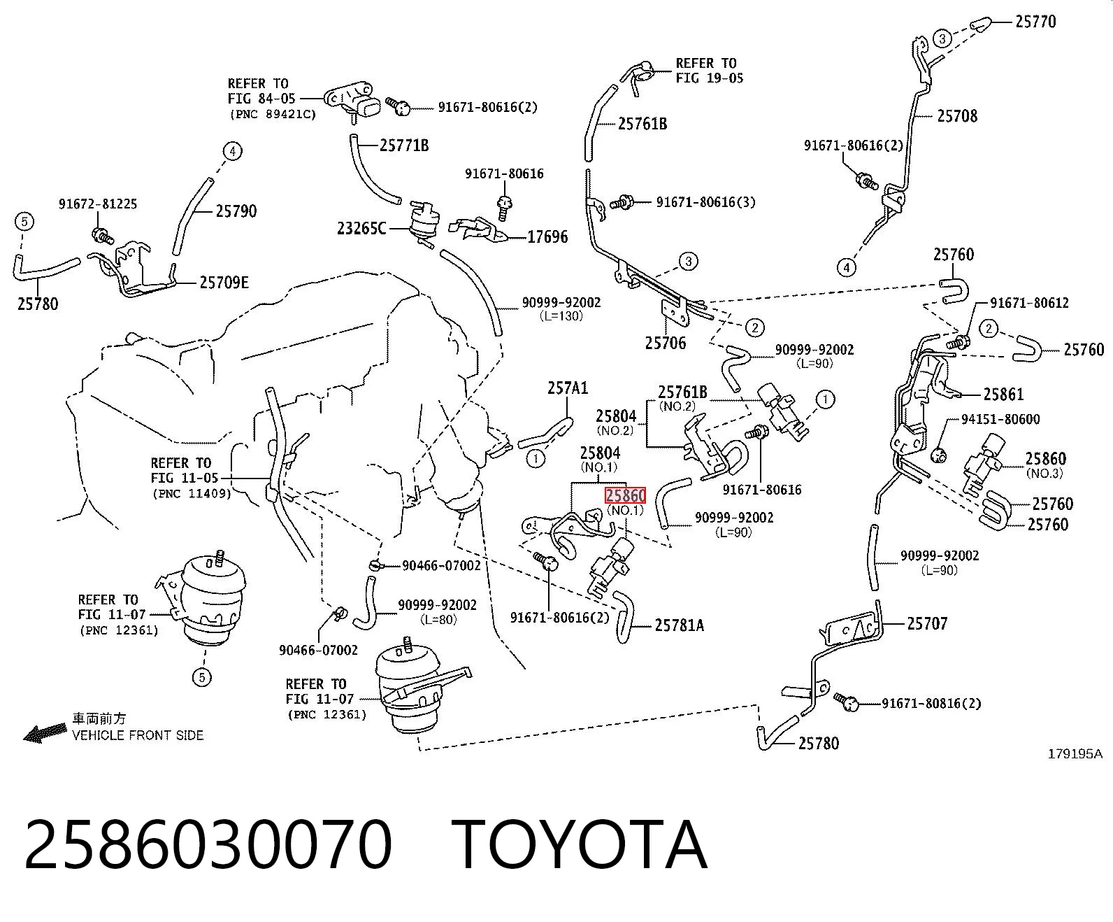 2586030070 Toyota Válvula solenoide de regulação de comporta EGR