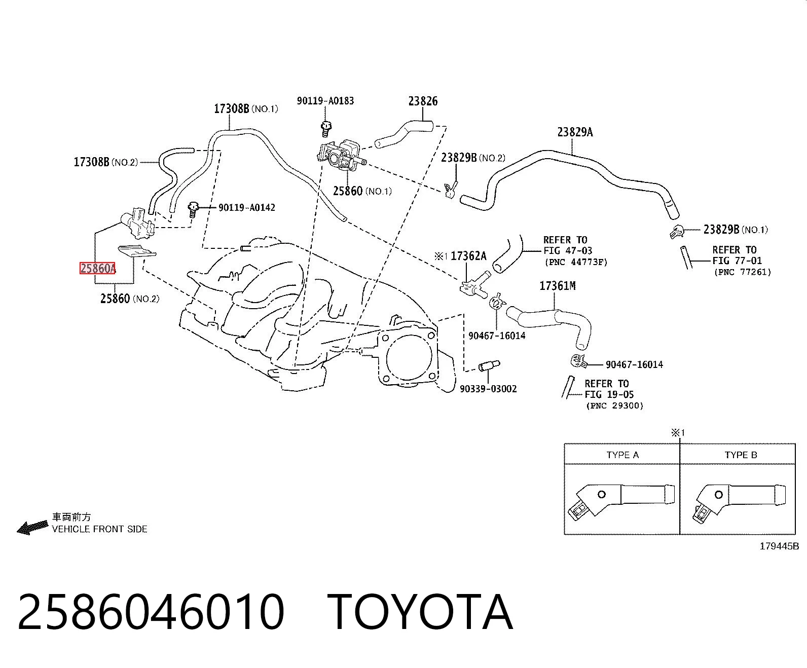 2586046010 Toyota Válvula EGR de recirculação dos gases