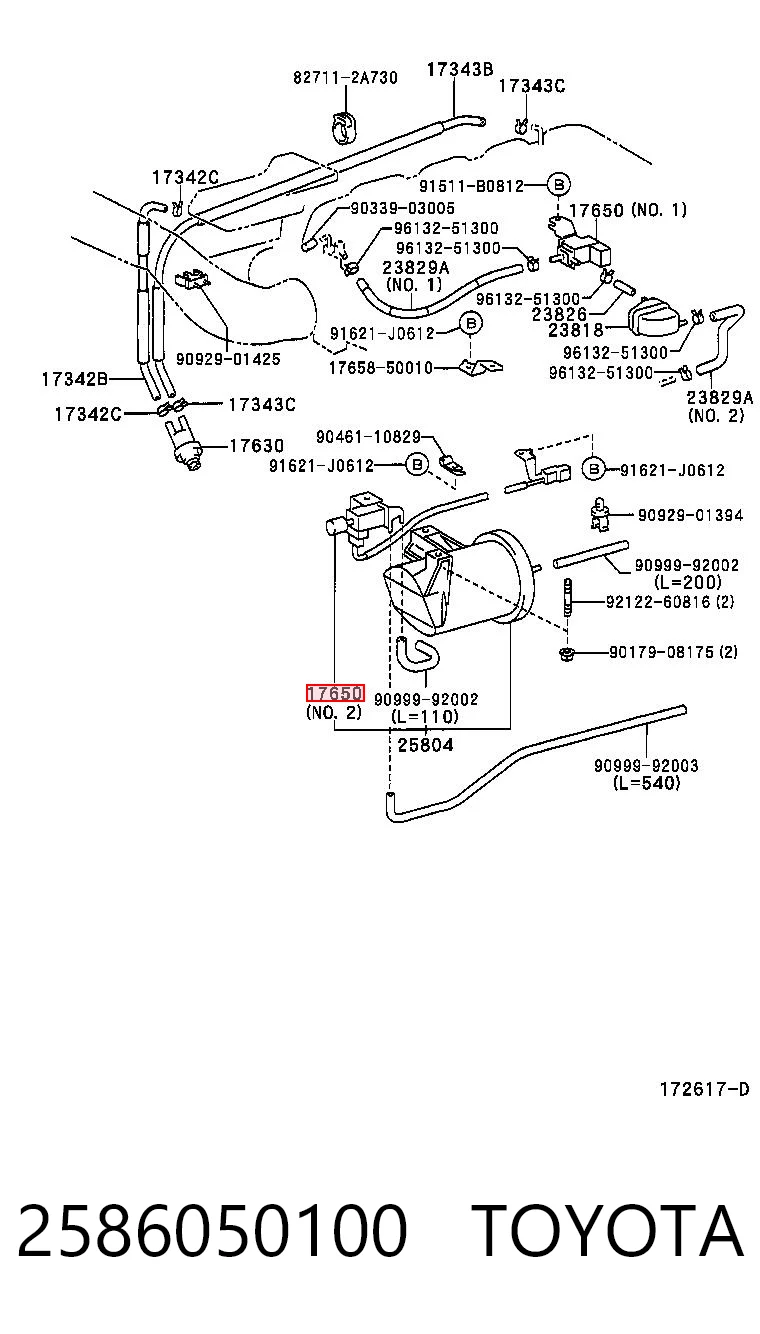 2586050100 Toyota Válvula de adsorvedor dos vapores de combustível