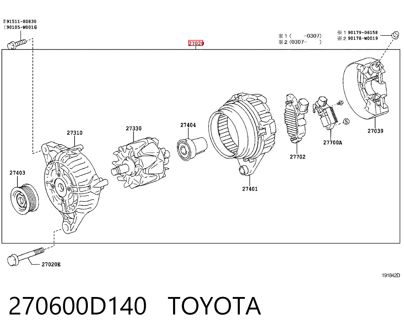 270600D140 Toyota Gerador