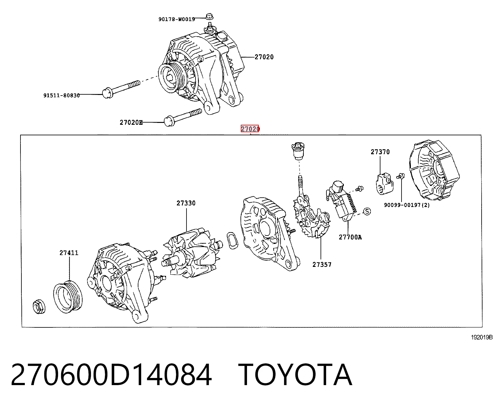 270600D14084 Toyota Gerador
