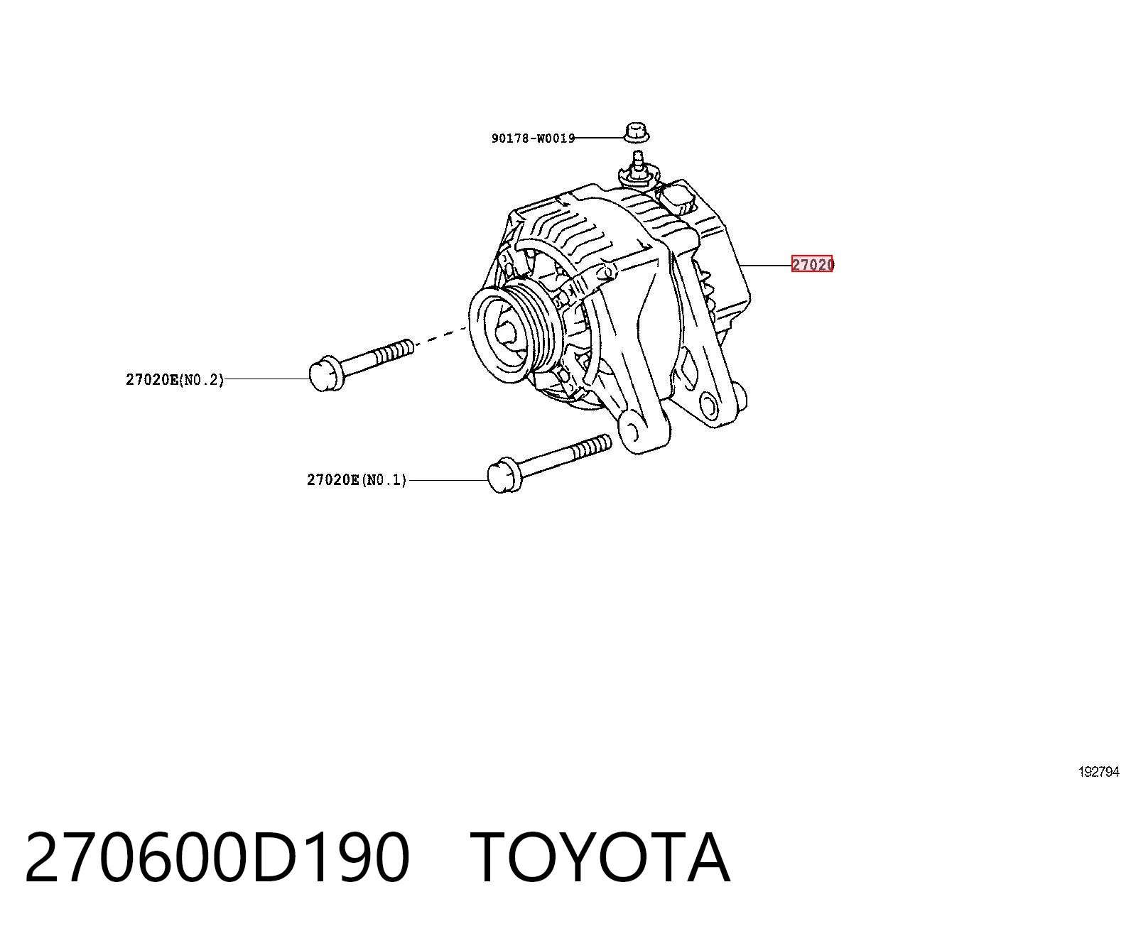 270600D190 Toyota Gerador