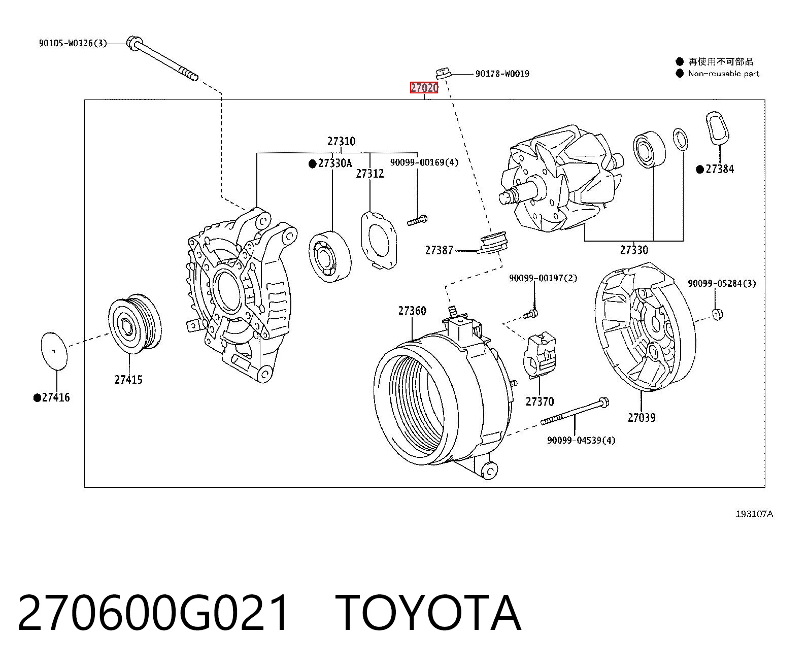 270600G021 Toyota Gerador