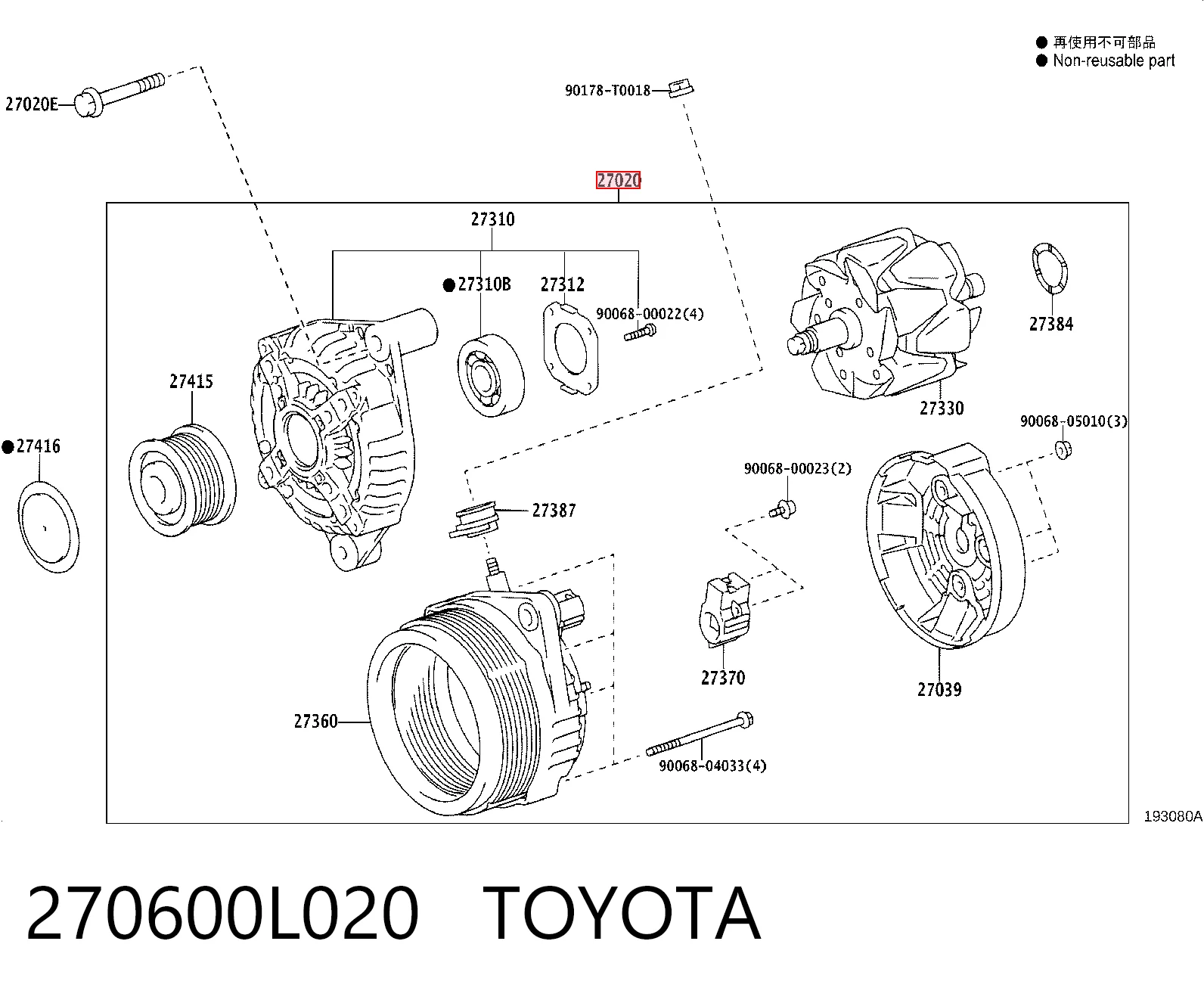 270600L020 Toyota Gerador