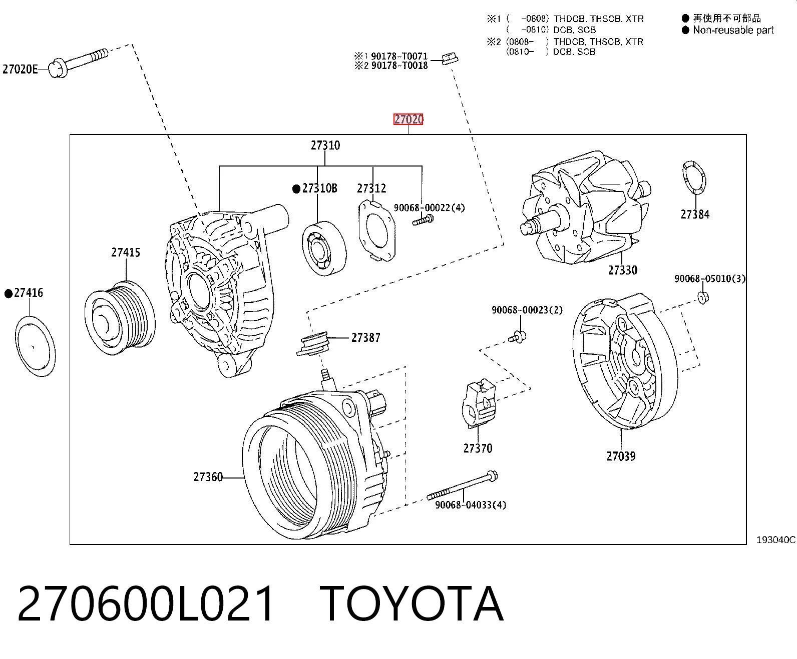 270600L021 Toyota Gerador