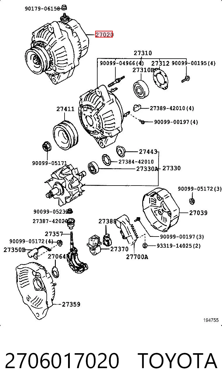 2706017020 Toyota Gerador
