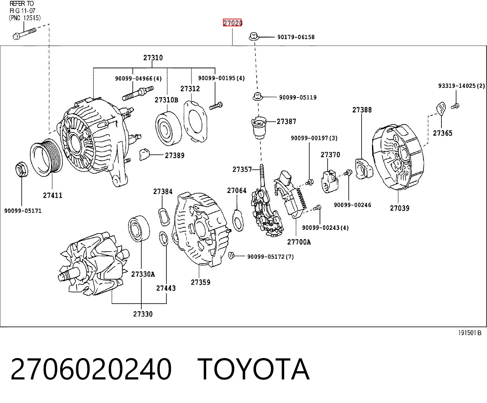 2706020240 Toyota Gerador