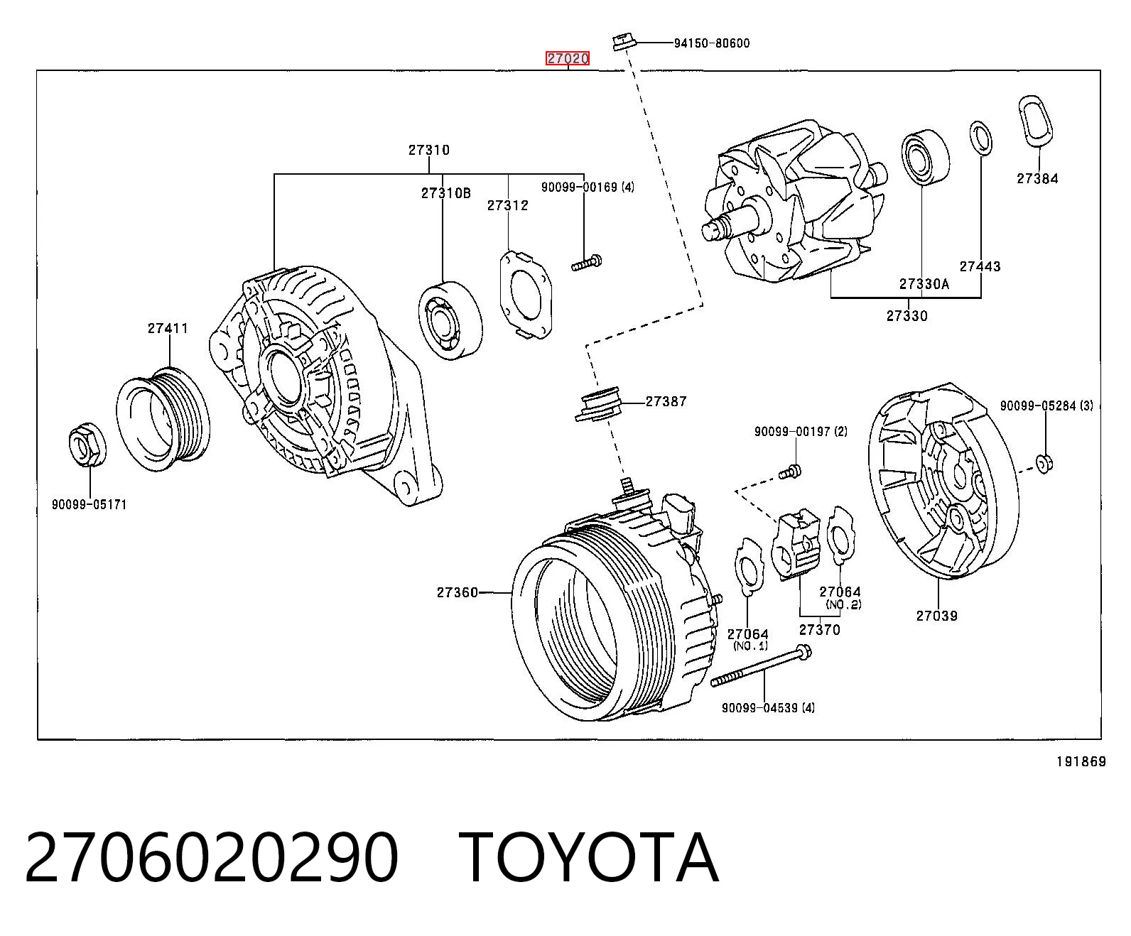 2706020290 Toyota Gerador