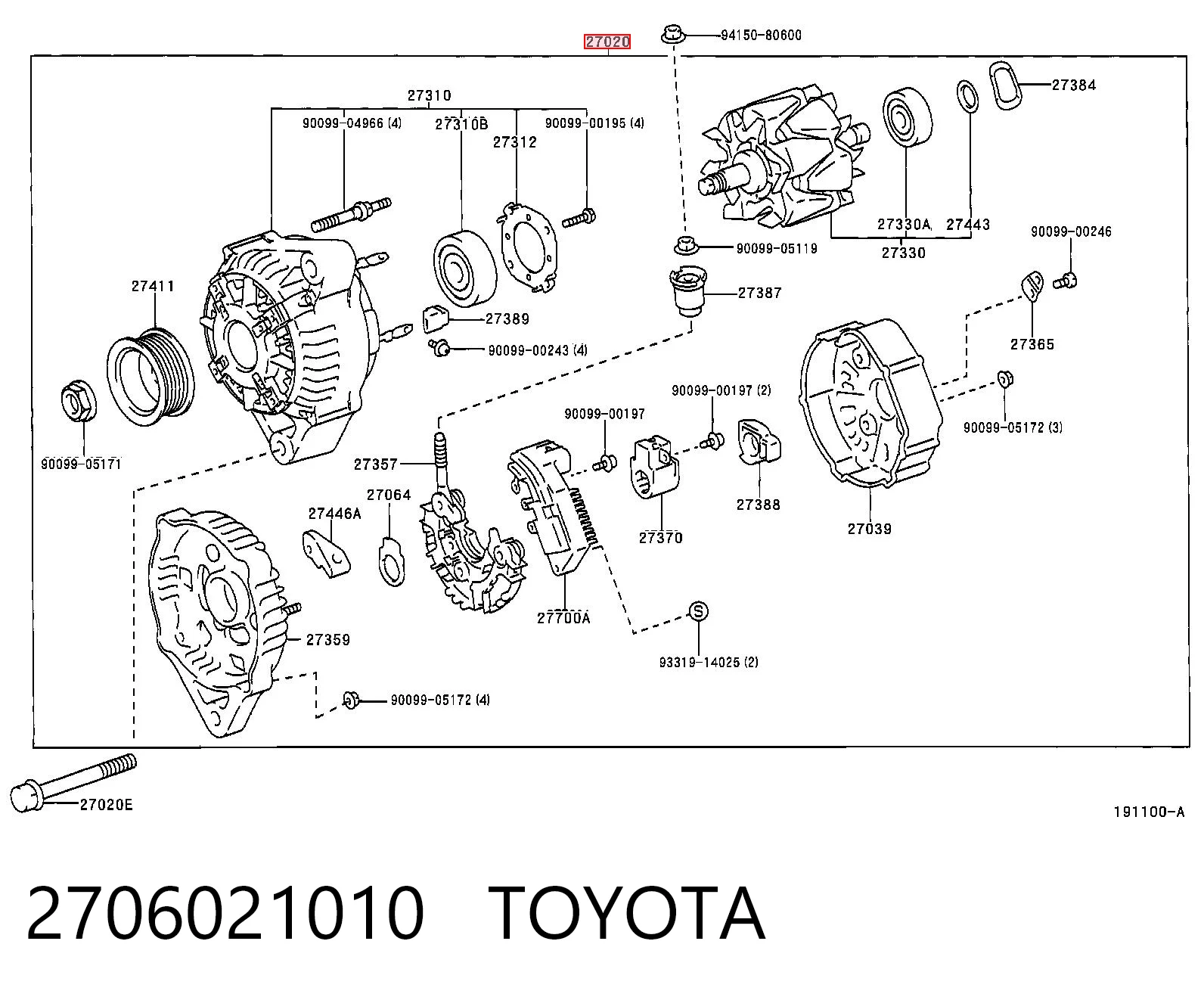 2706021010 Toyota Gerador