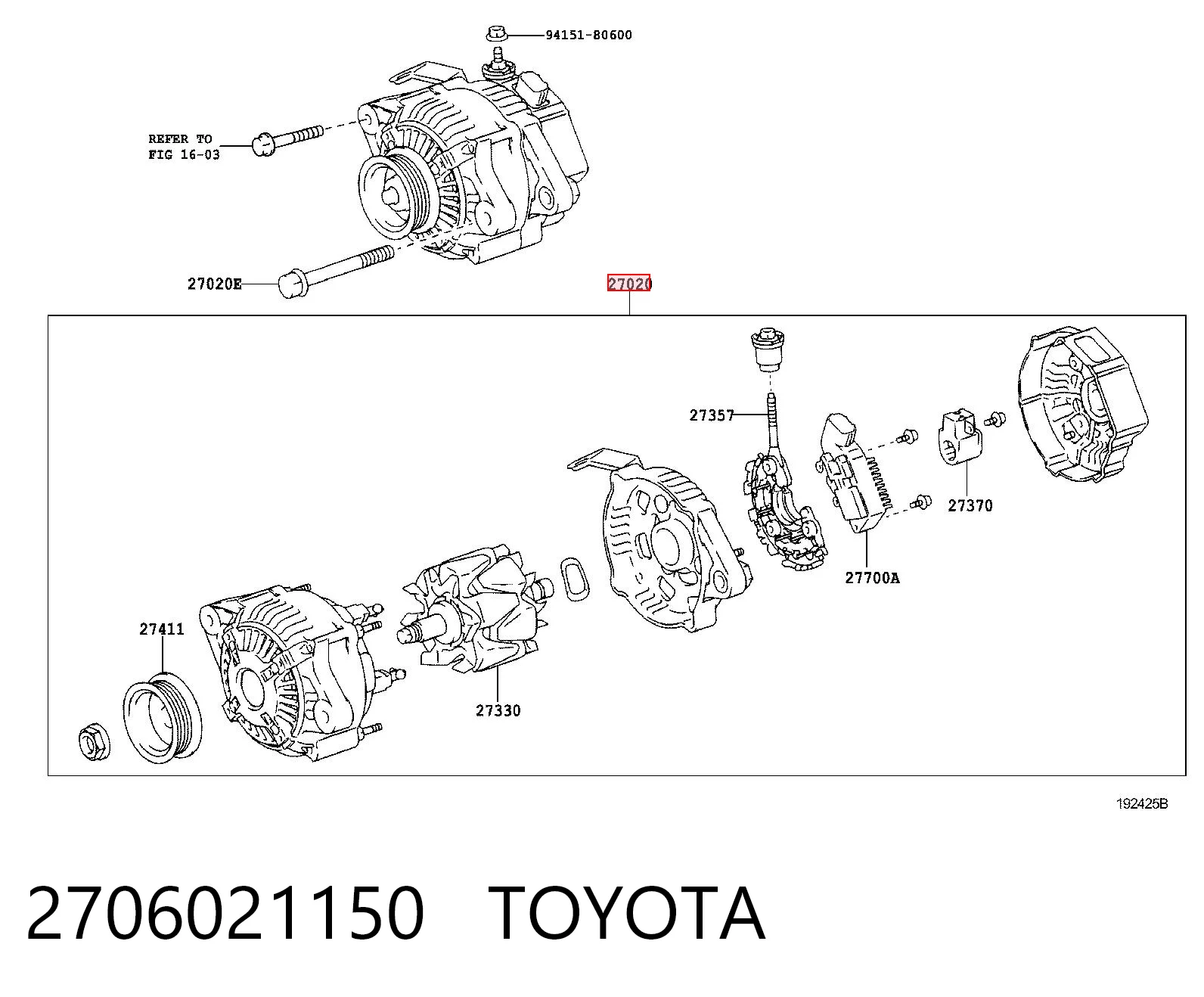 2706021150 Toyota Gerador