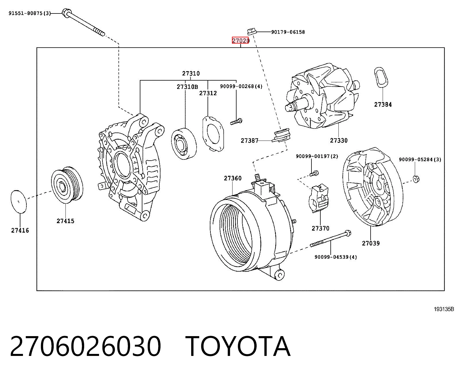 2706026030 Toyota Gerador