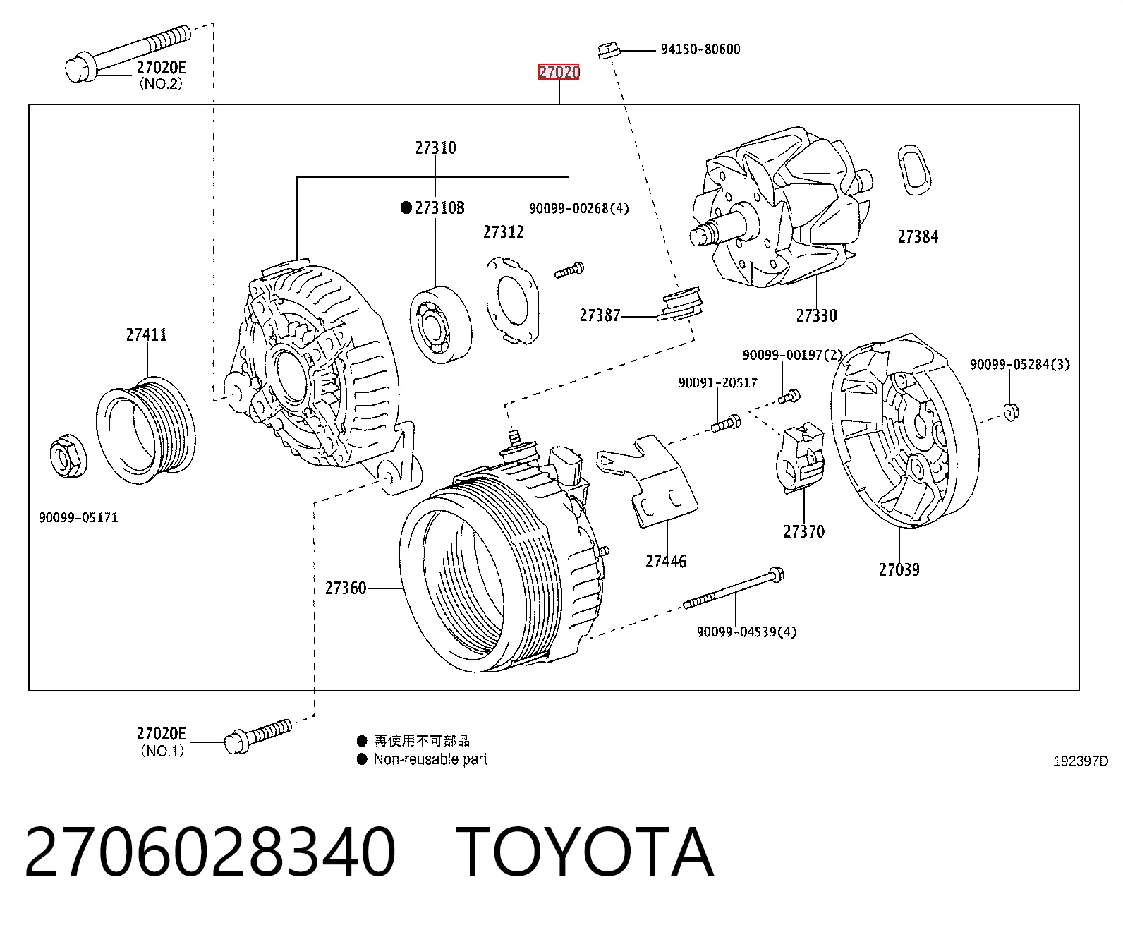 2706028340 Toyota Gerador