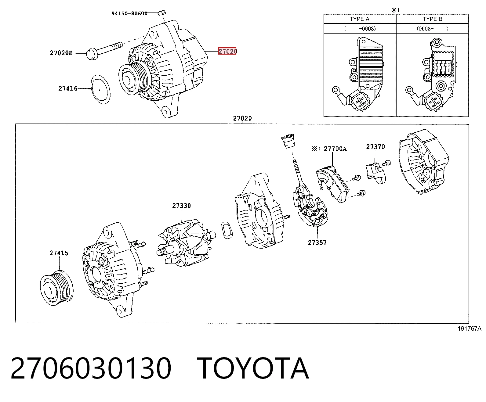 2706030130 Toyota Gerador