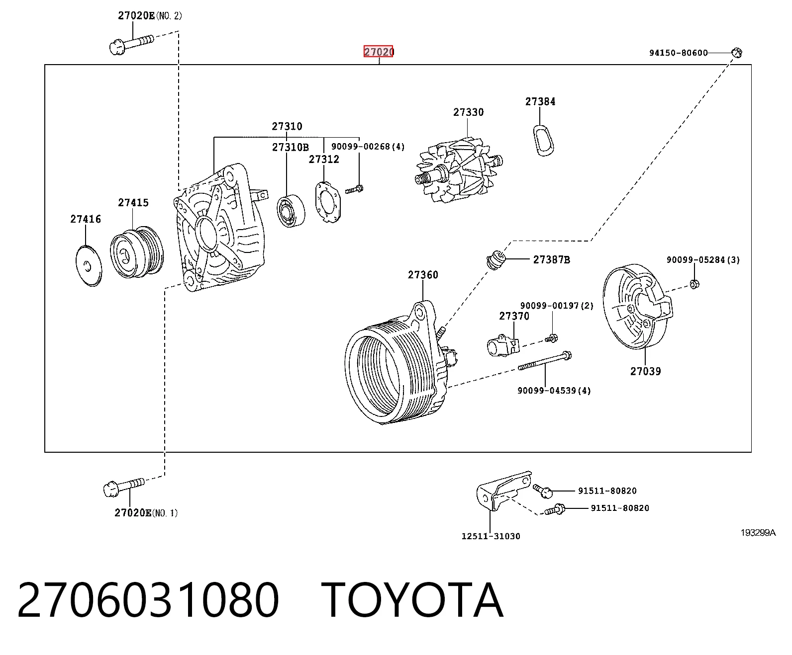2706031080 Toyota Gerador