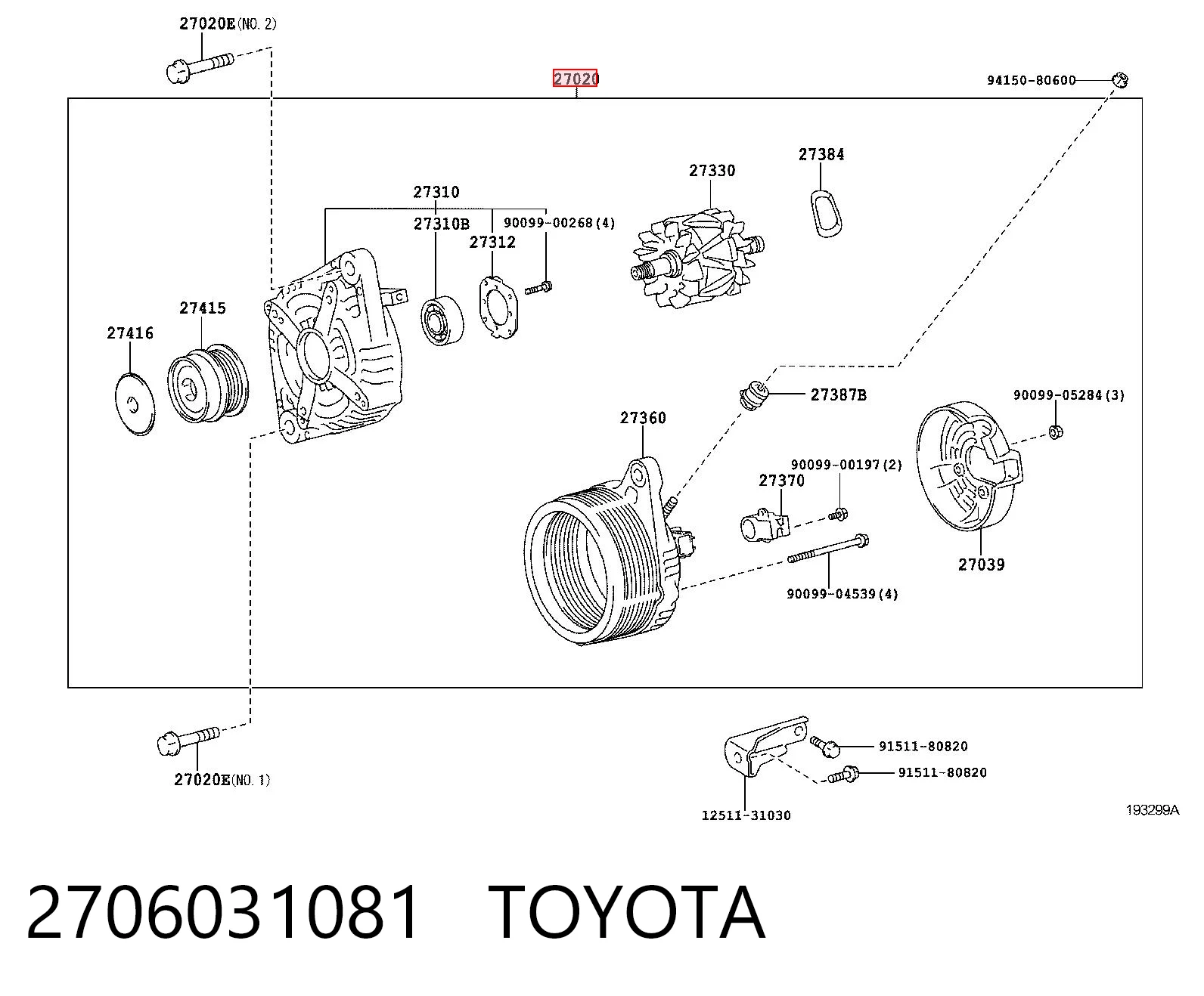 2706031081 Toyota Gerador