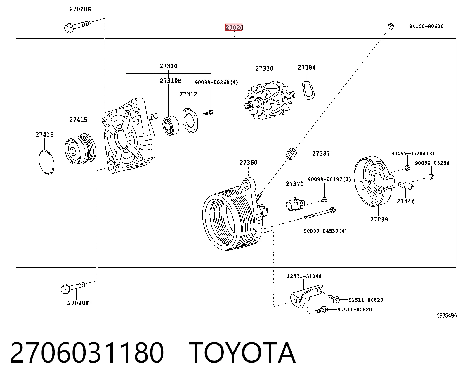 2706031180 Toyota Gerador