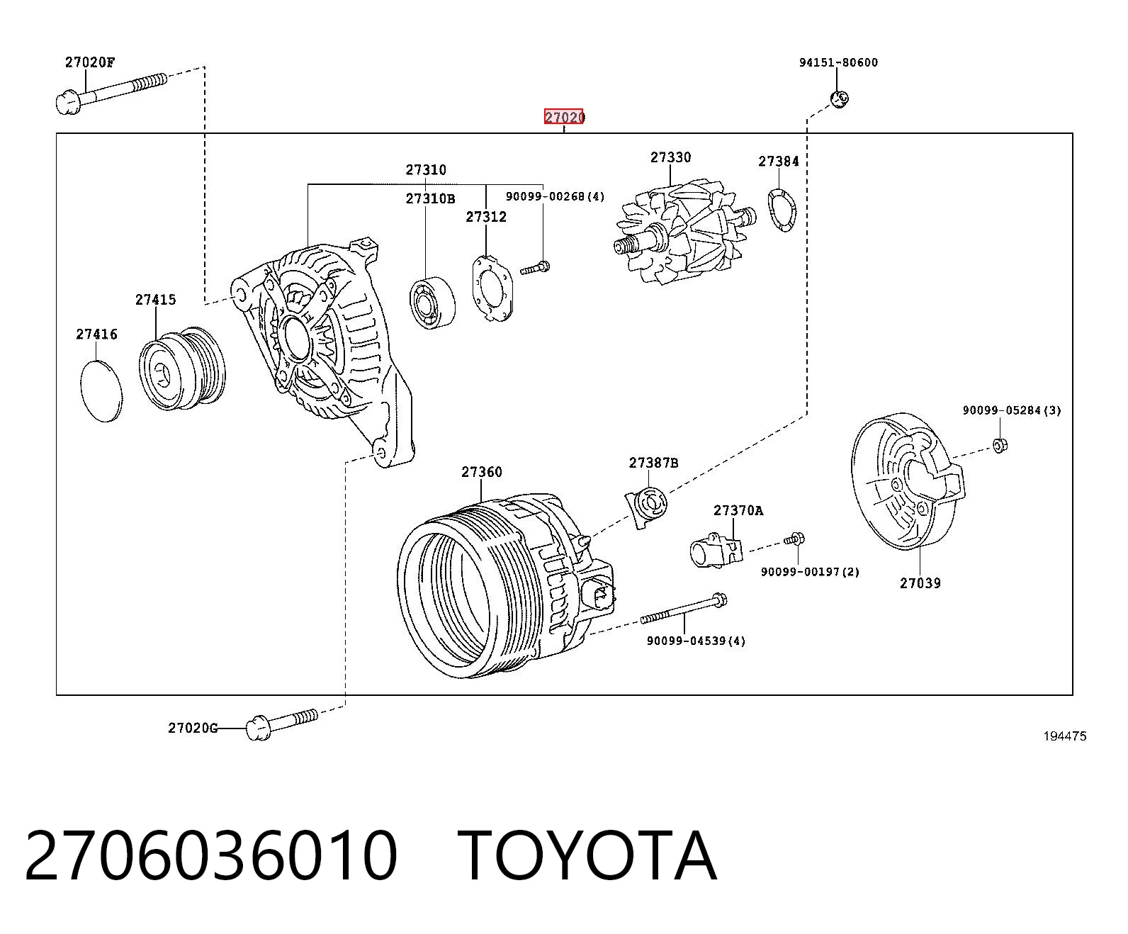2706036010 Toyota Gerador