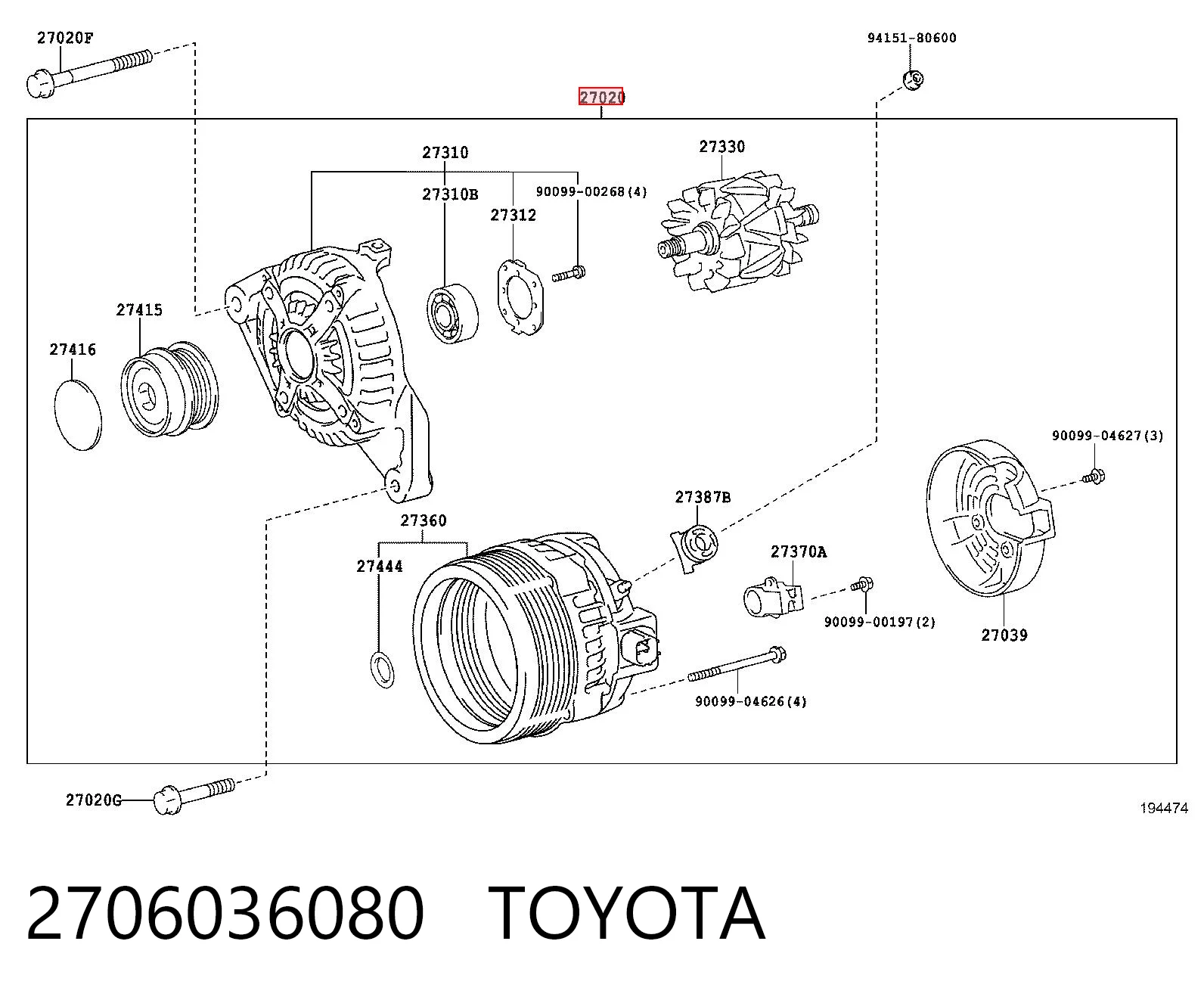 2706036080 Toyota Gerador