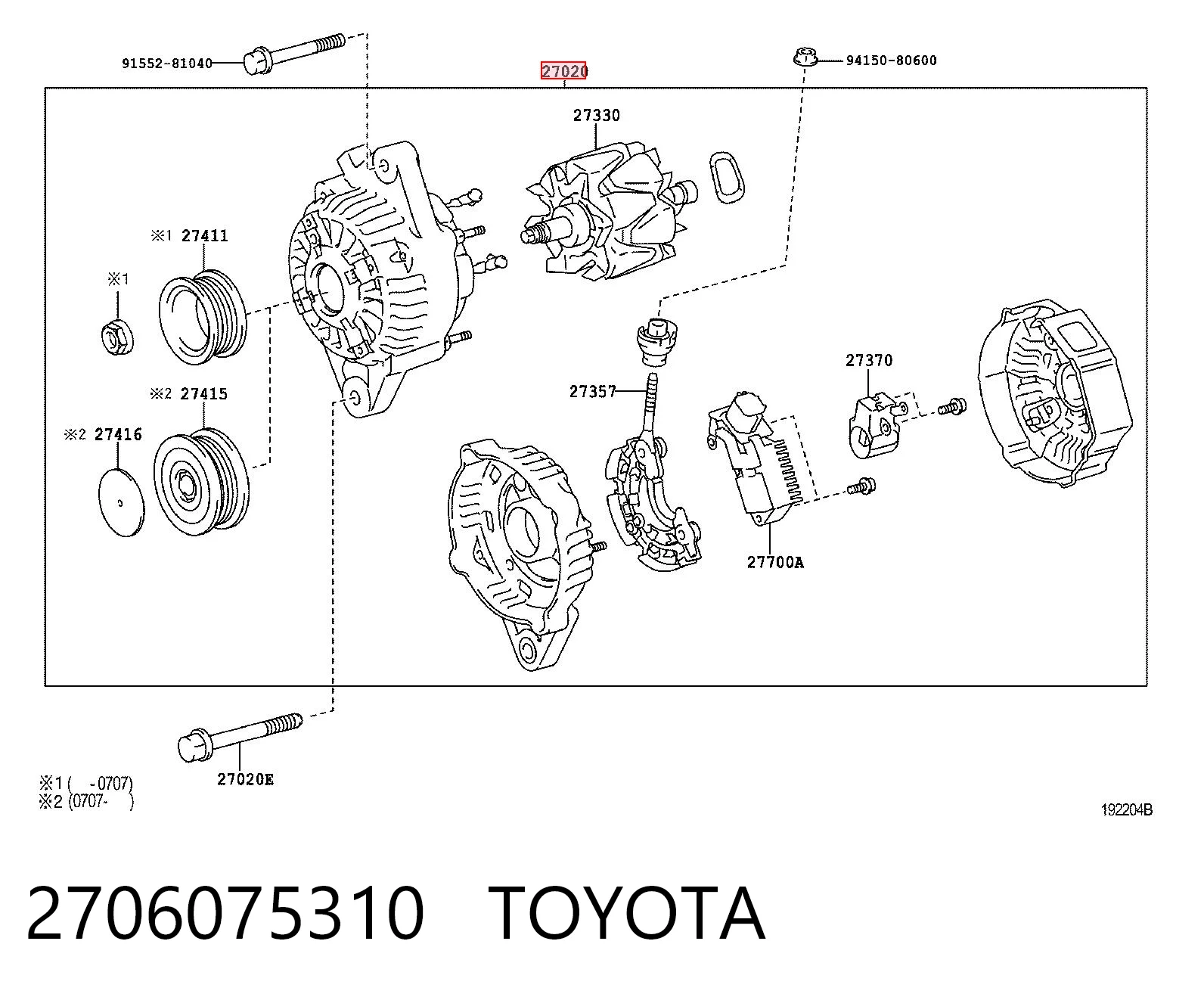 2706075310 Toyota Gerador
