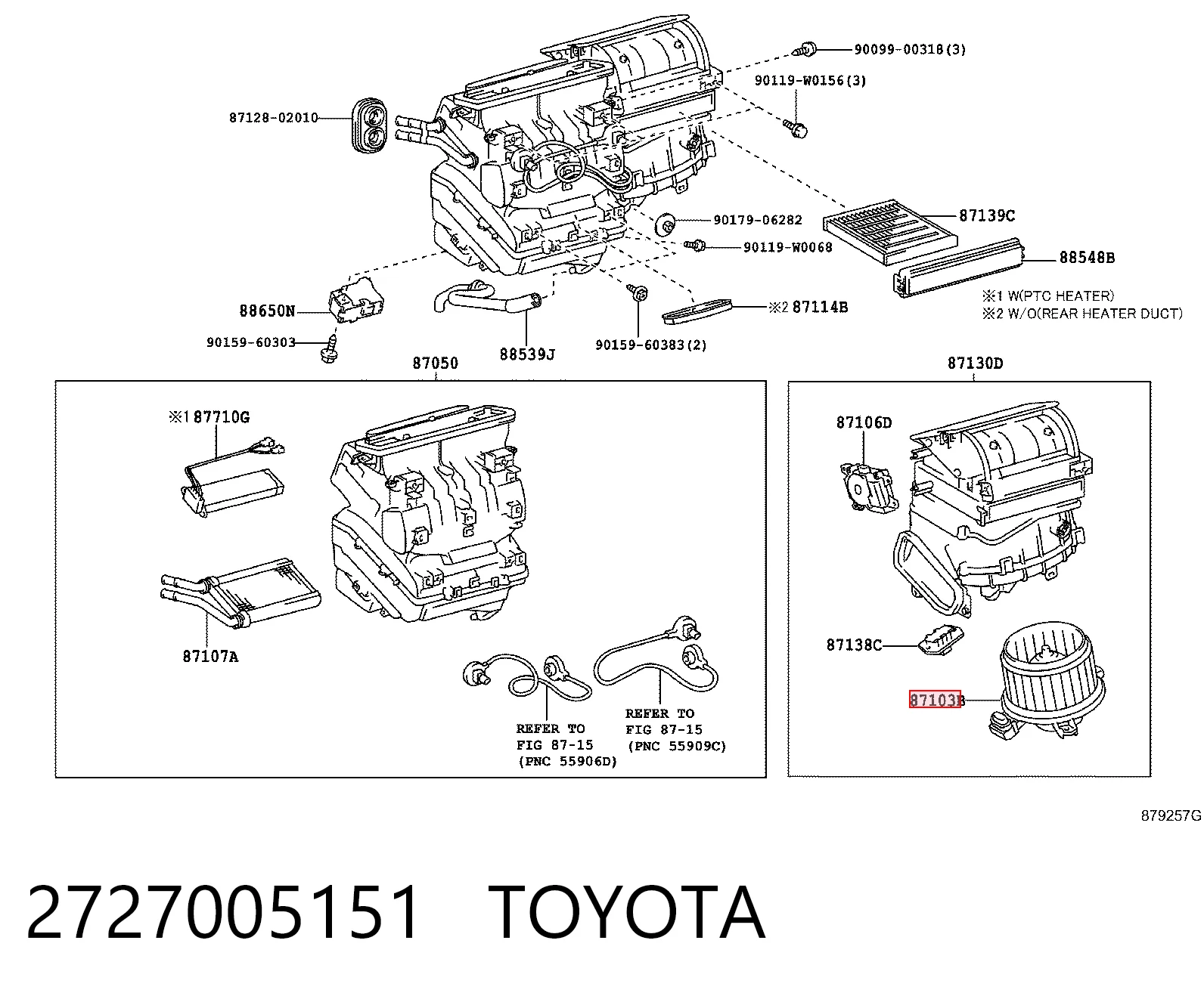 Motor de ventilador de forno (de aquecedor de salão) para Toyota Corolla  E15